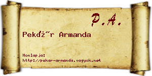 Pekár Armanda névjegykártya